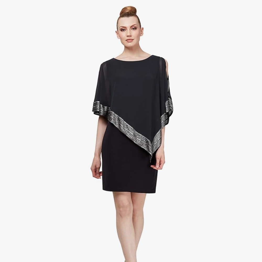 SL Fashions Foil Trim Popover Midi‎ Dress size 16